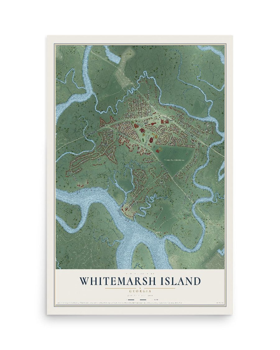 Whitemarsh Island, Georgia map print, 12 x 18 in, print only