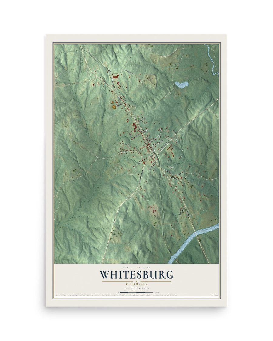 Whitesburg, Georgia map print, 12 x 18 in, print only