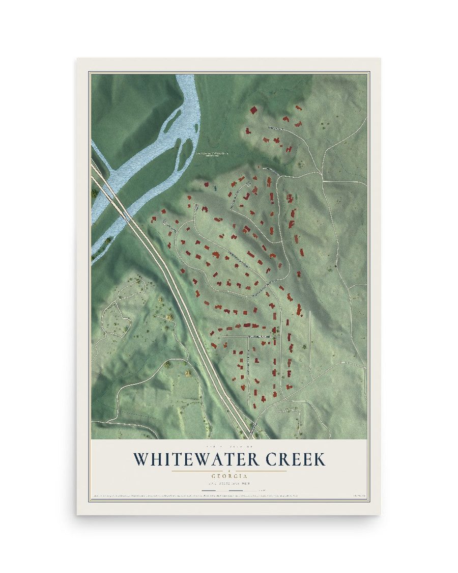 Whitewater Creek, Georgia map print, 12 x 18 in, print only