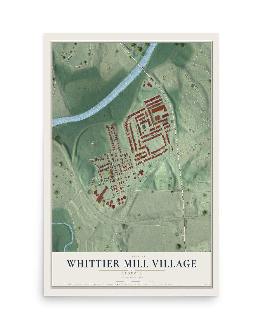 Whittier Mill Village, Georgia map print, 12 x 18 in, print only