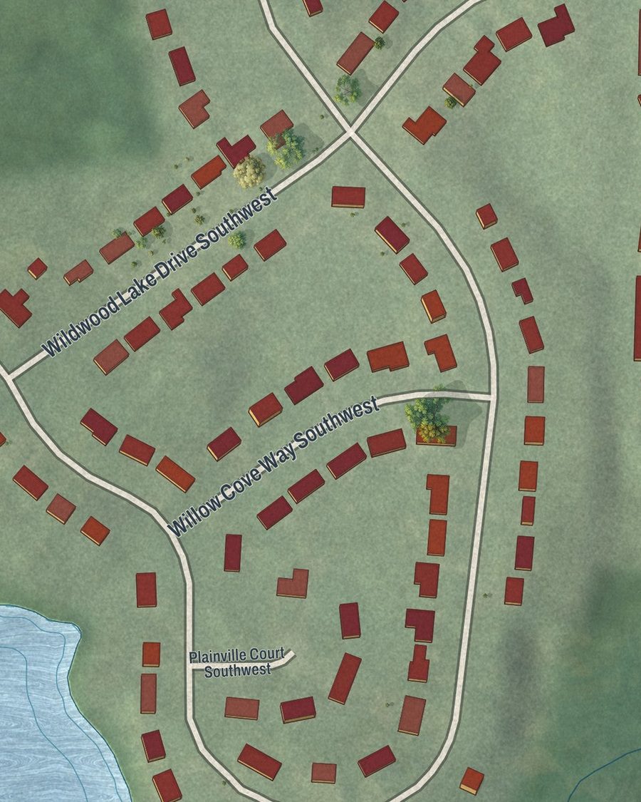 Close-up of Wildwood (NPU-H) streets on the map