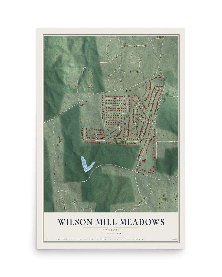 Wilson Mill Meadows, Georgia map print, 12 x 18 in, print only
