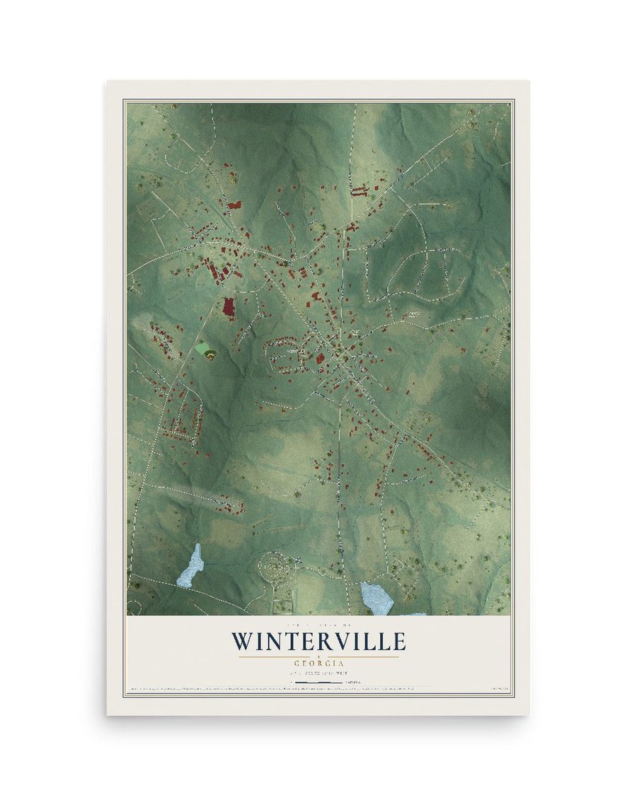 Winterville, Georgia map print, 12 x 18 in, print only