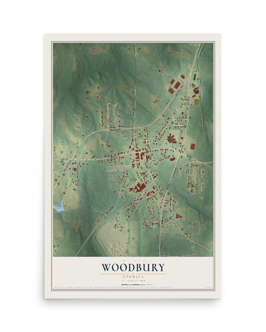 Woodbury, Georgia map print, 12 x 18 in, print only