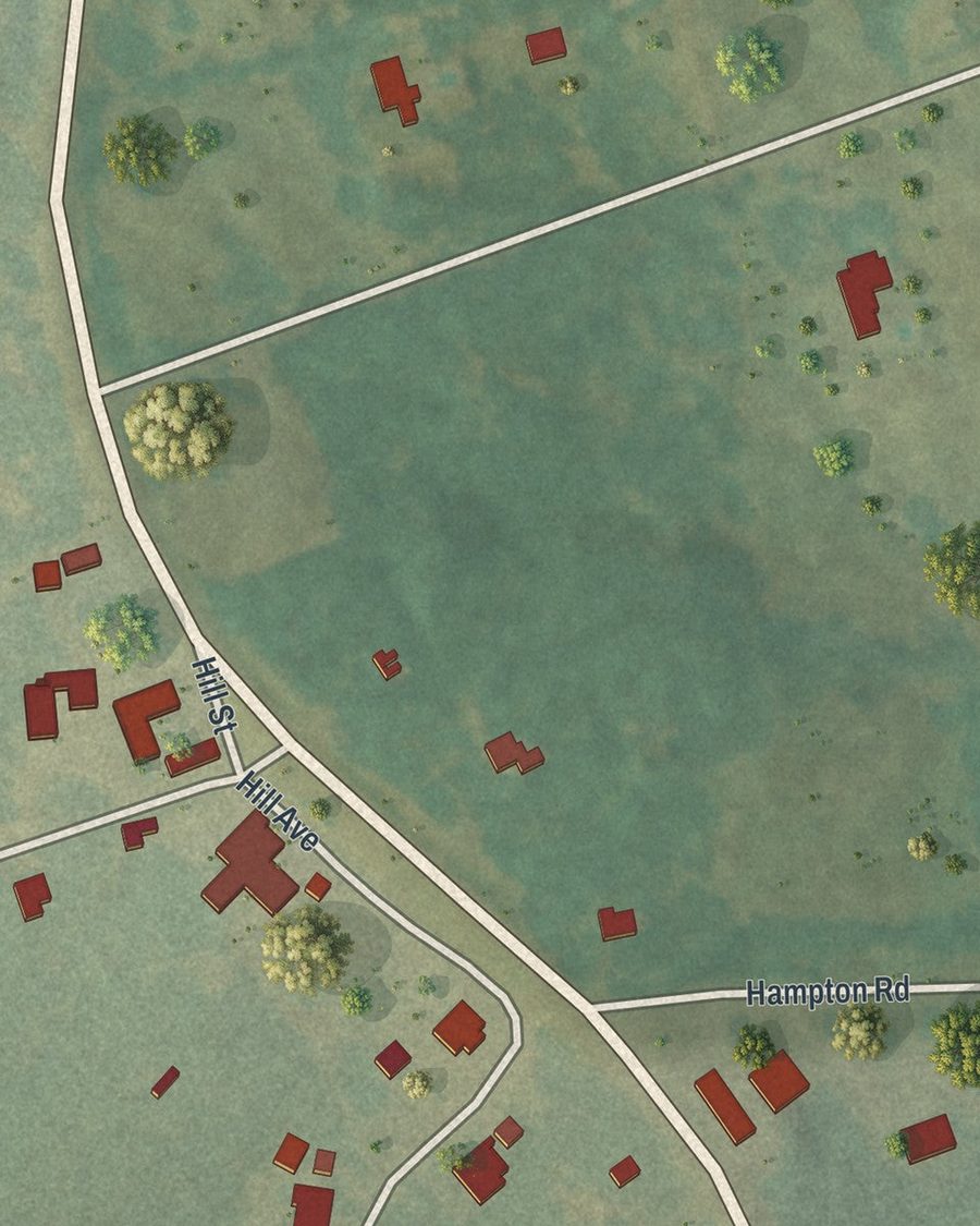 Close-up of Woolsey streets on the map
