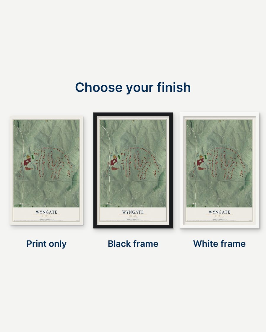 The Wyngate, Georgia map as a print only, in a black frame and in a white frame