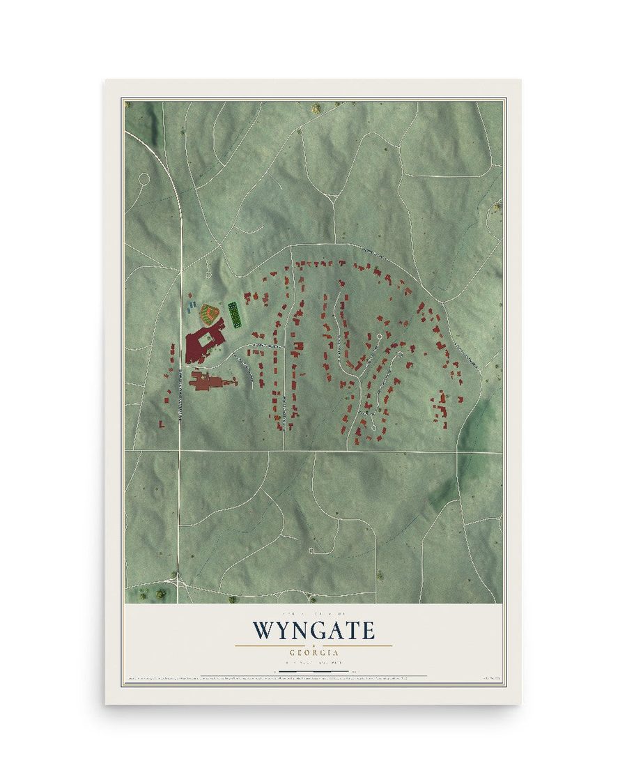 Wyngate, Georgia map print, 12 x 18 in, print only