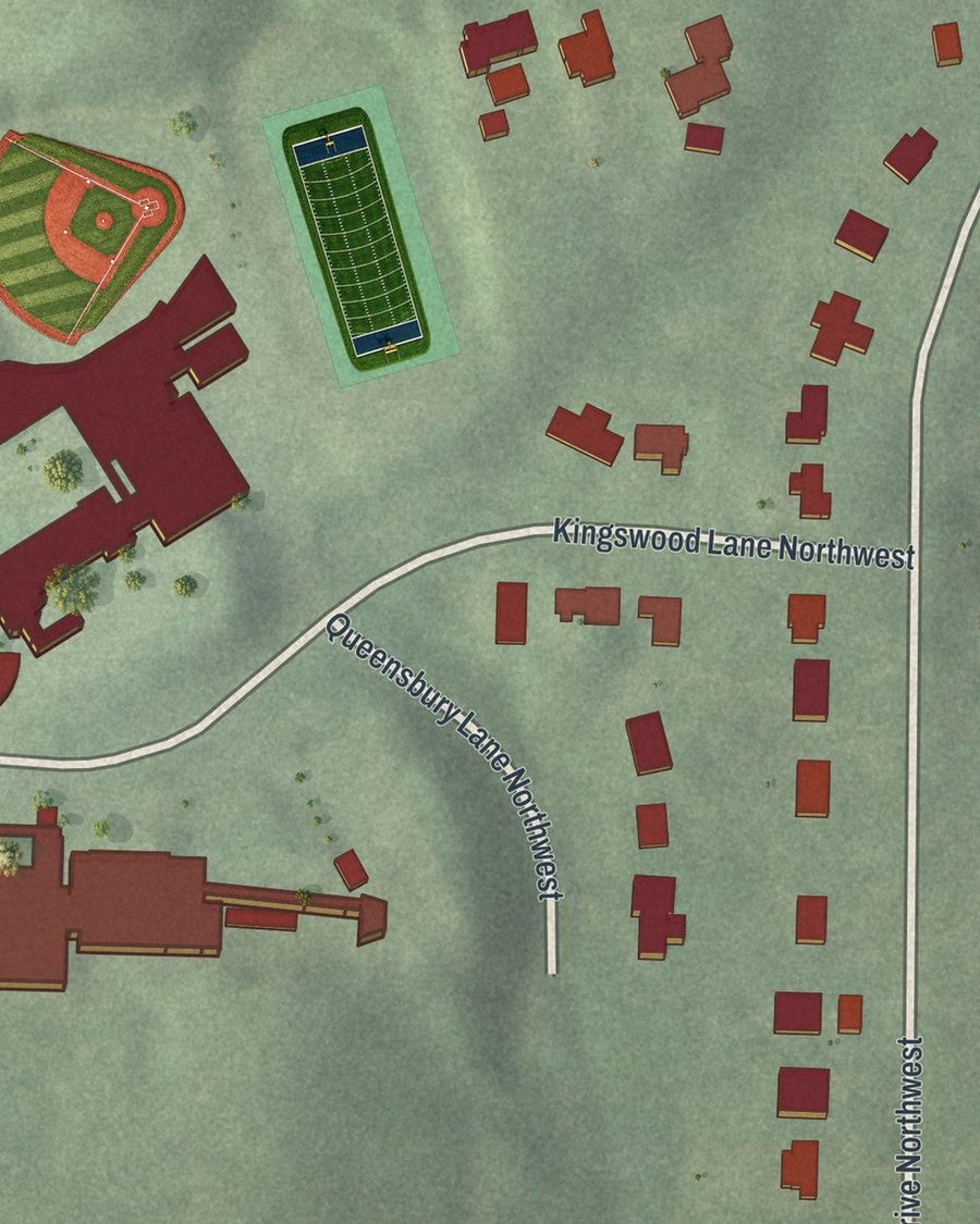 Close-up of Wyngate streets on the map