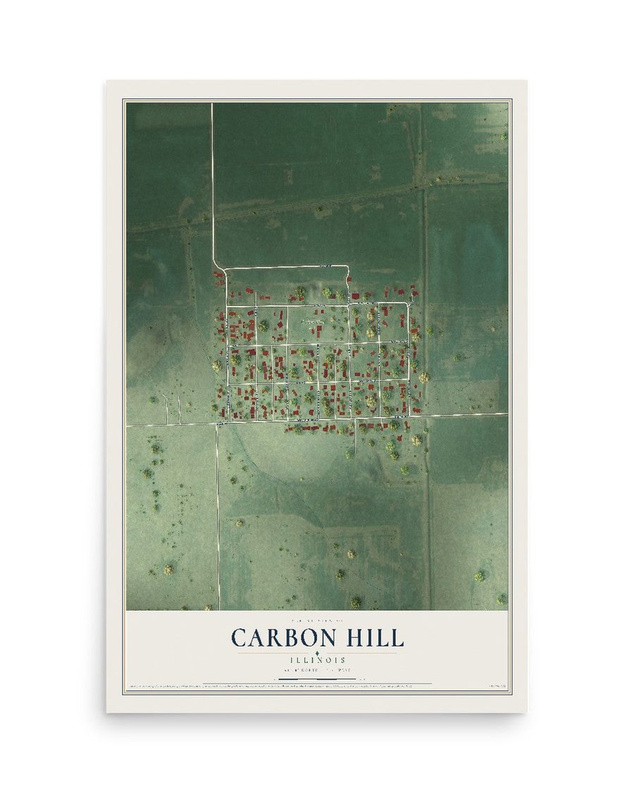 Carbon Hill, Illinois map print, 12 x 18 in, print only