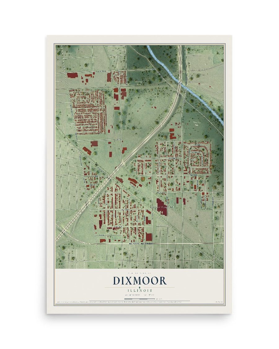 Dixmoor, Illinois map print, 12 x 18 in, print only