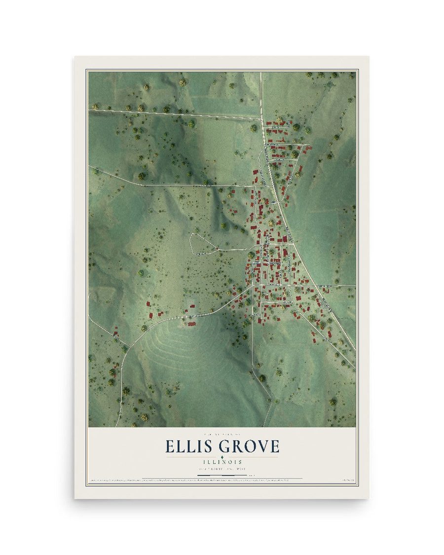 Ellis Grove, Illinois map print, 12 x 18 in, print only
