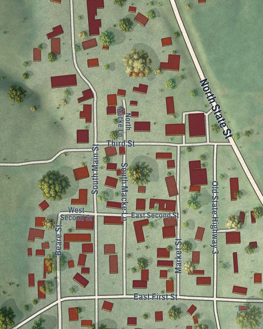 Close-up of Ellis Grove streets on the map