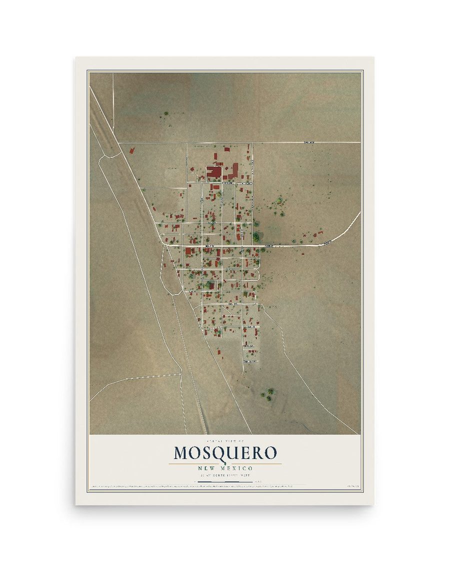Mosquero, New Mexico map print, 12 x 18 in, print only