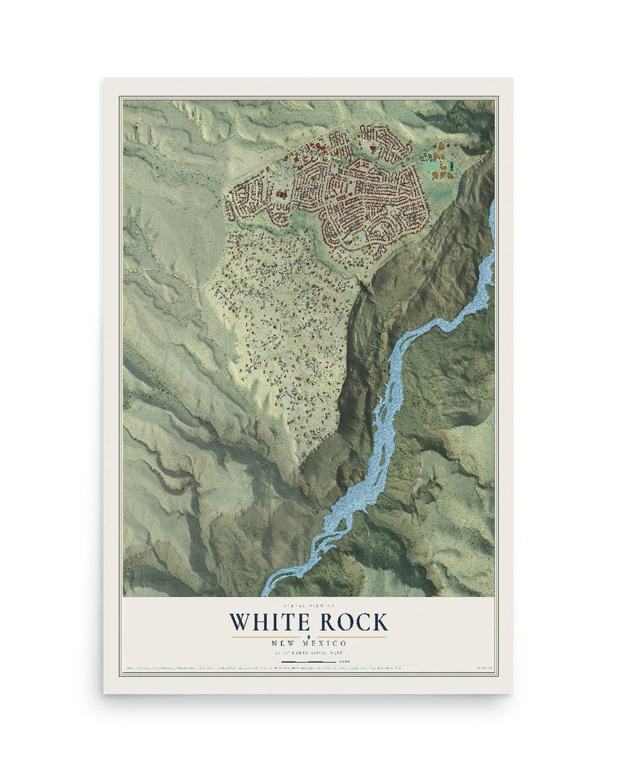 White Rock, New Mexico map print, 12 x 18 in, print only