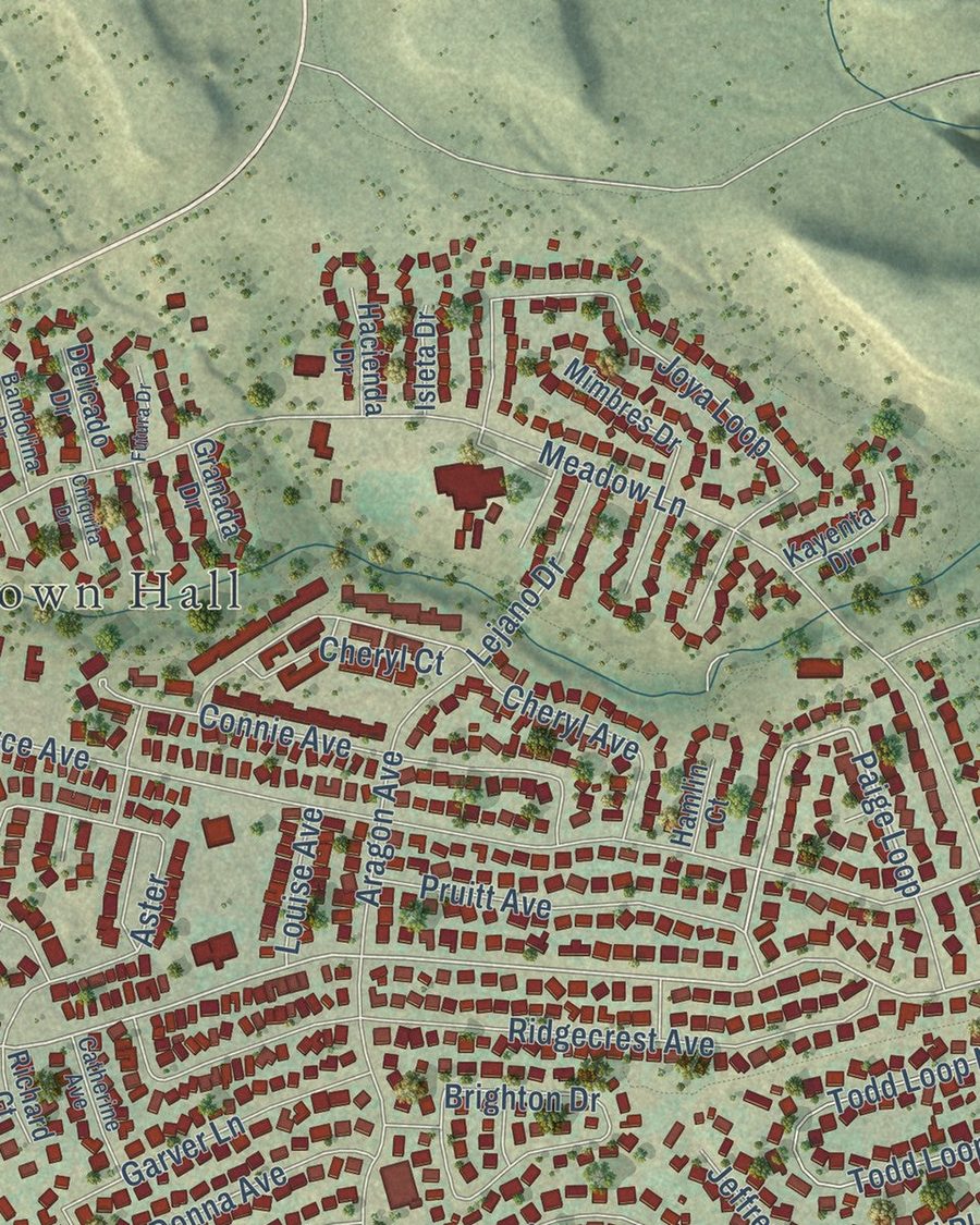 Close-up of White Rock streets on the map