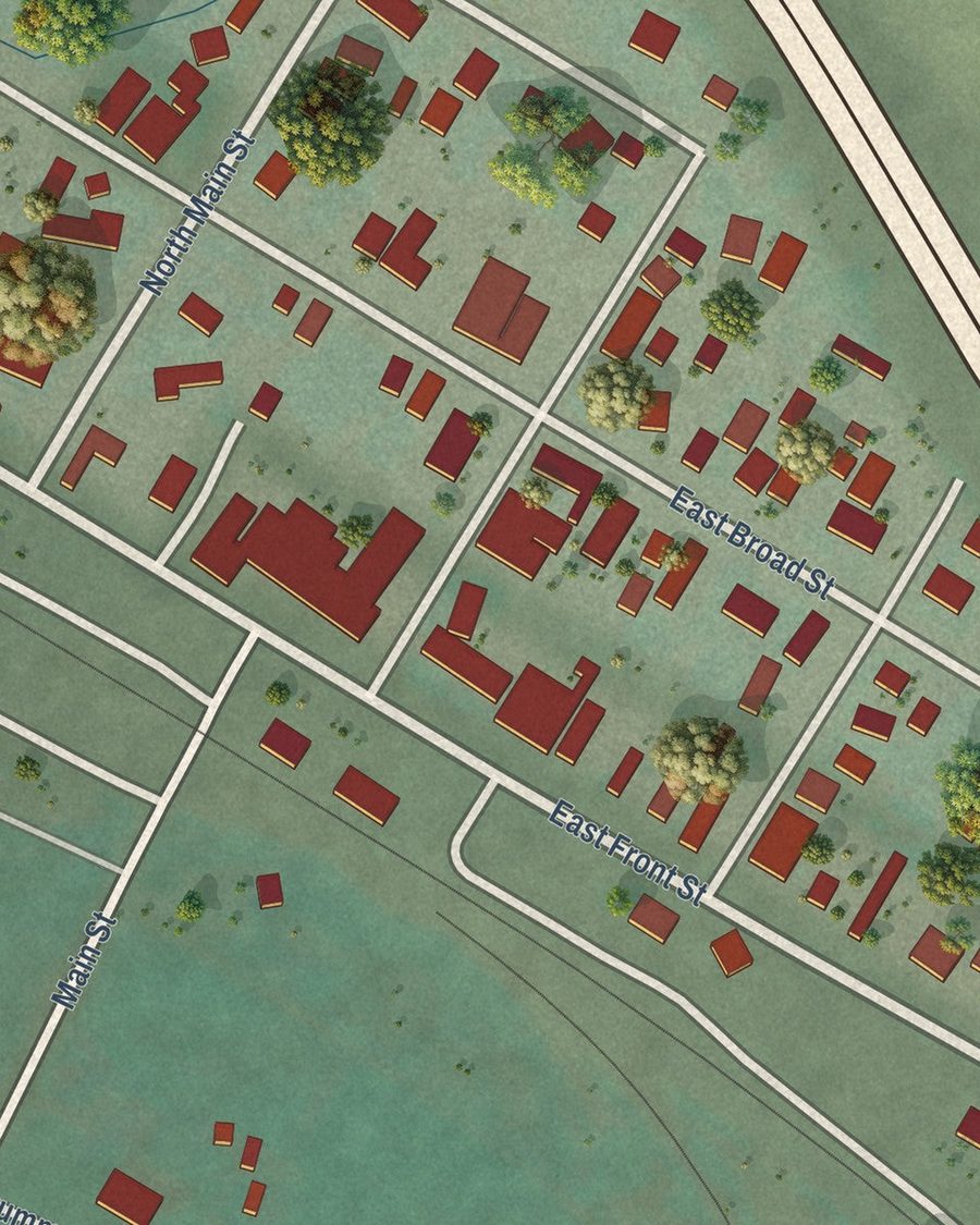 Close-up of Drummond streets on the map