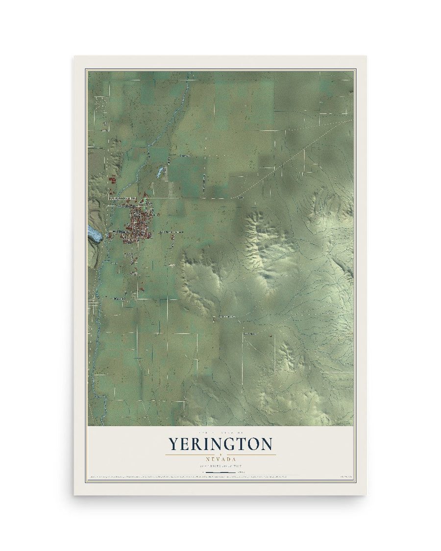 Yerington, Nevada map print, 12 x 18 in, print only
