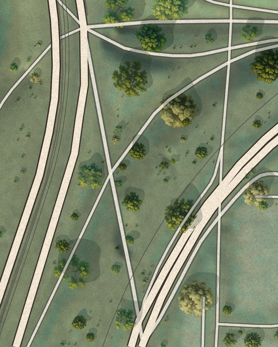 Close-up of Maywood Park streets on the map