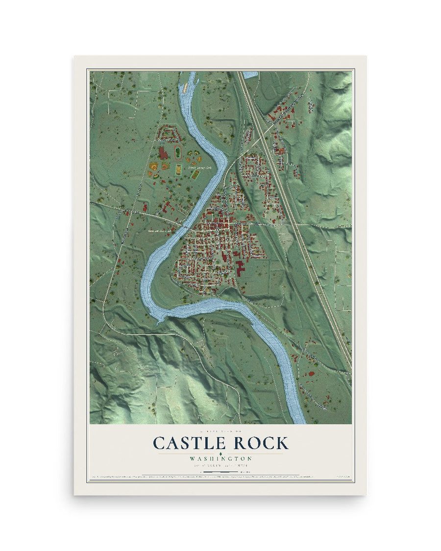 Castle Rock, Washington map print, 12 x 18 in, print only