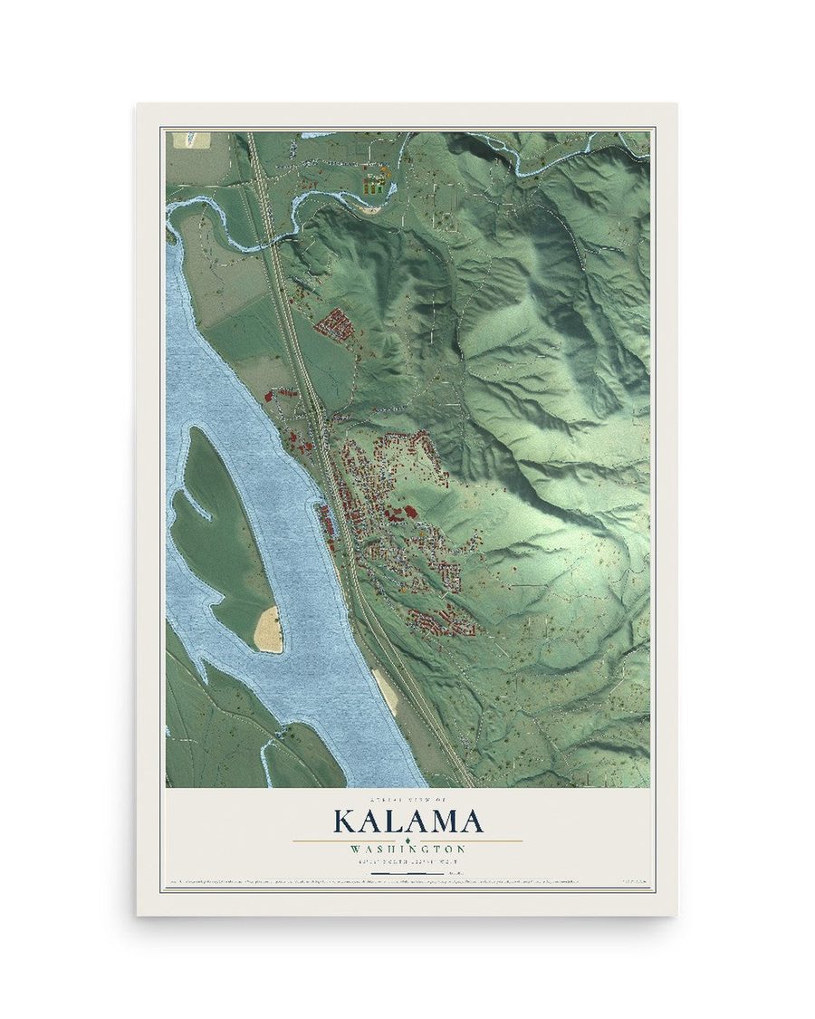 Kalama, Washington map print, 12 x 18 in, print only