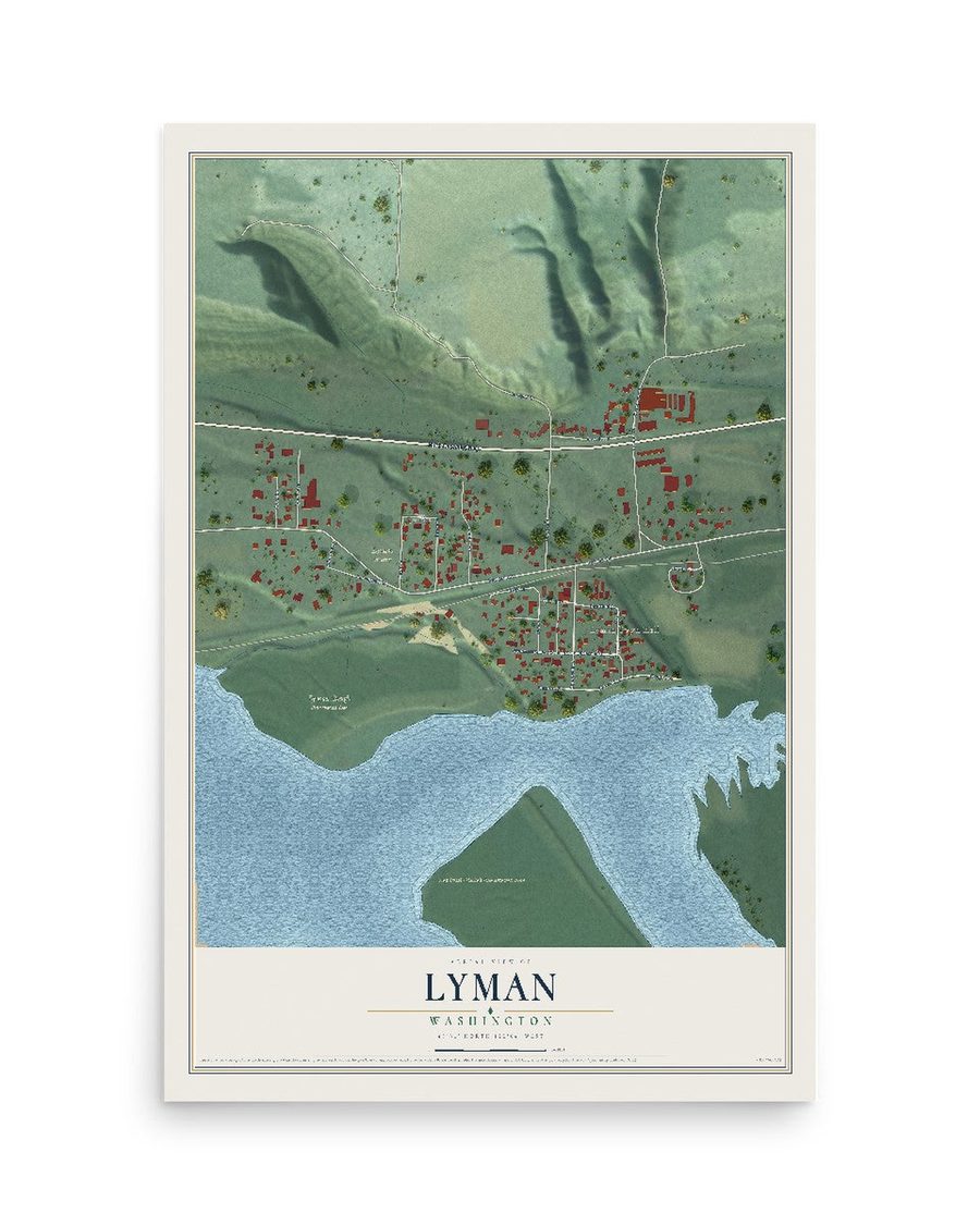 Lyman, Washington map print, 12 x 18 in, print only