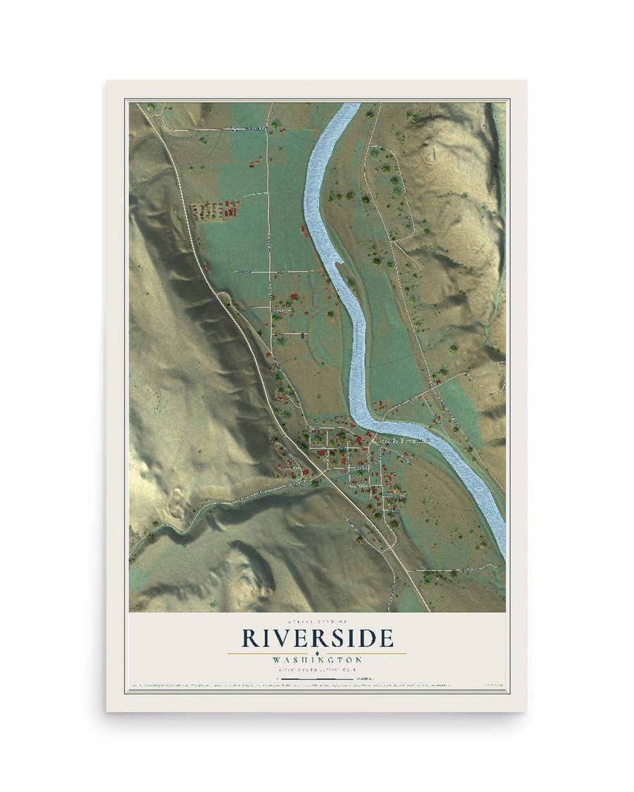 Riverside, Washington map print, 12 x 18 in, print only