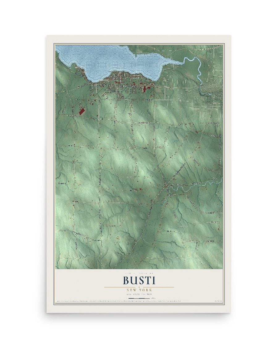 Busti, New York map print, 12 x 18 in, print only