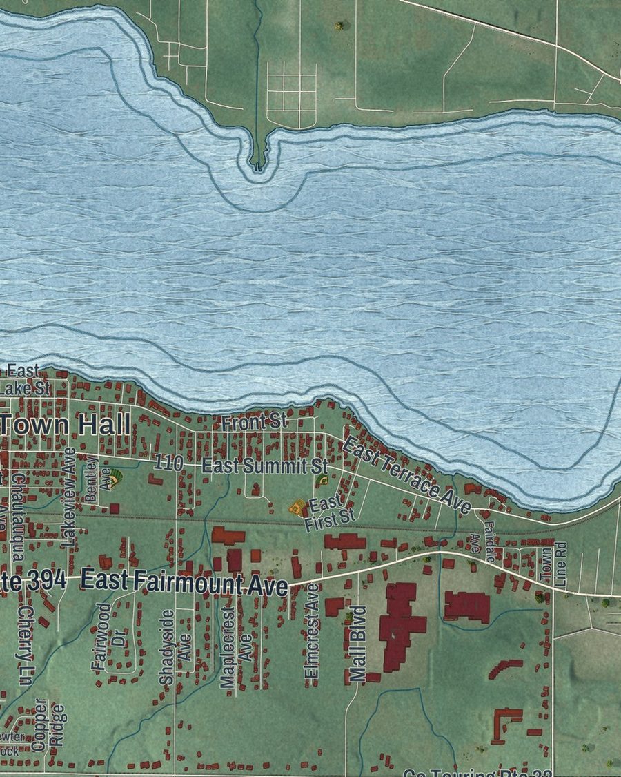 Close-up of Busti streets on the map