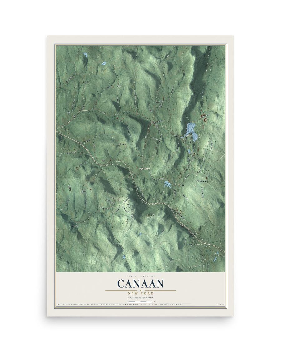 Canaan, New York map print, 12 x 18 in, print only
