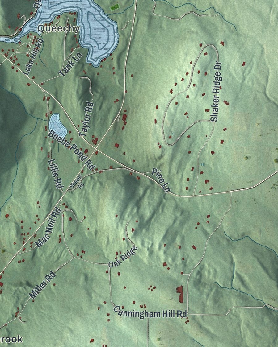 Close-up of Canaan streets on the map
