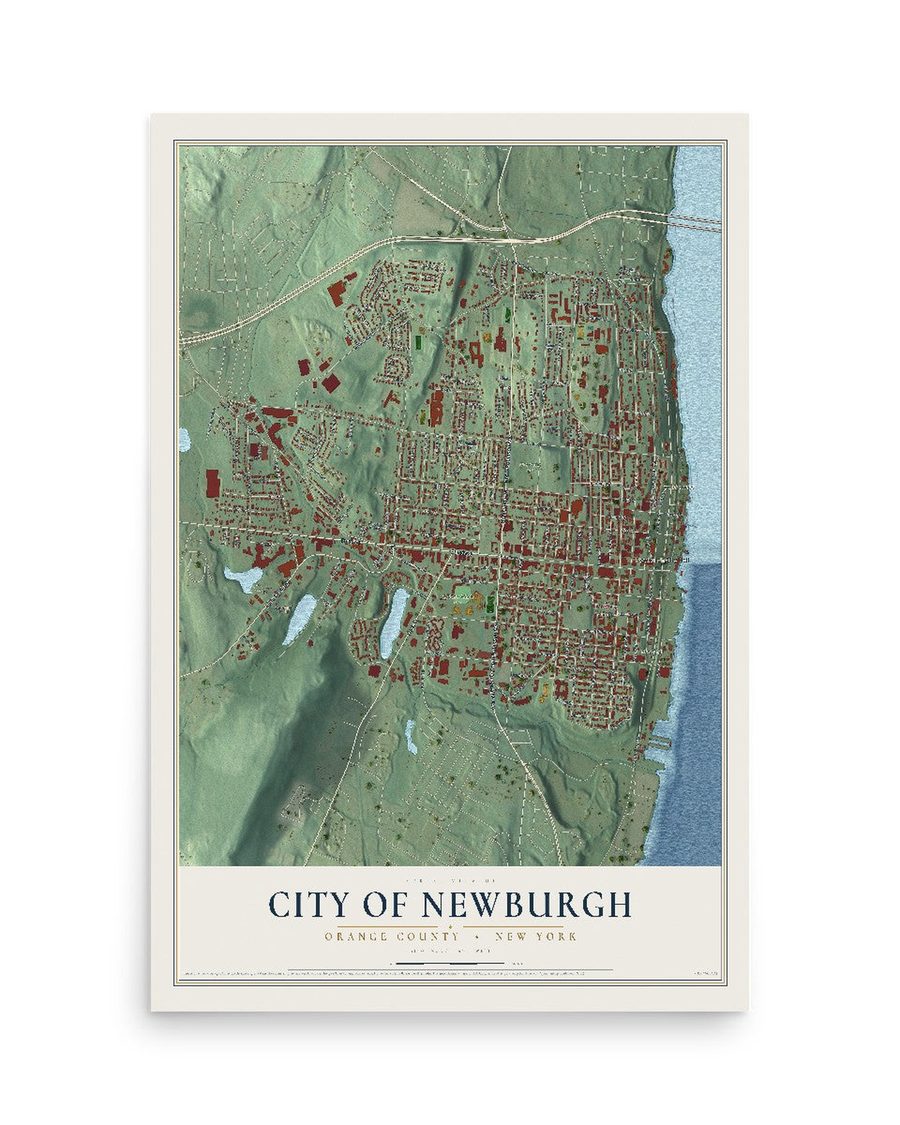 City of Newburgh, Orange County, New York map print, 12 x 18 in, print only