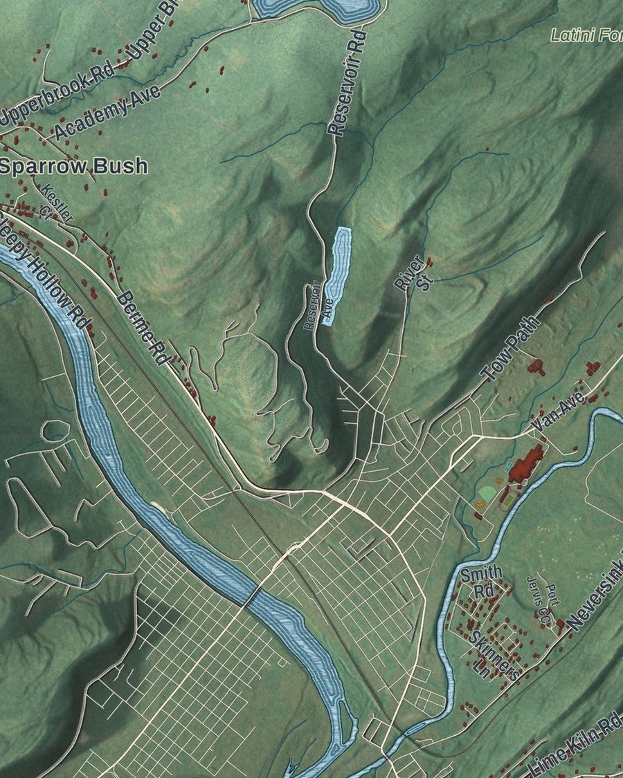 Close-up of Deerpark streets on the map