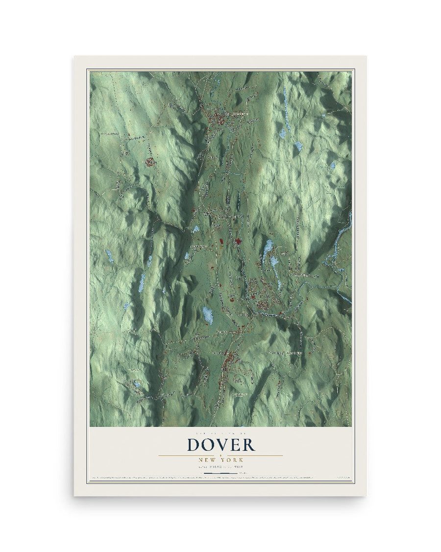 Dover, New York map print, 12 x 18 in, print only