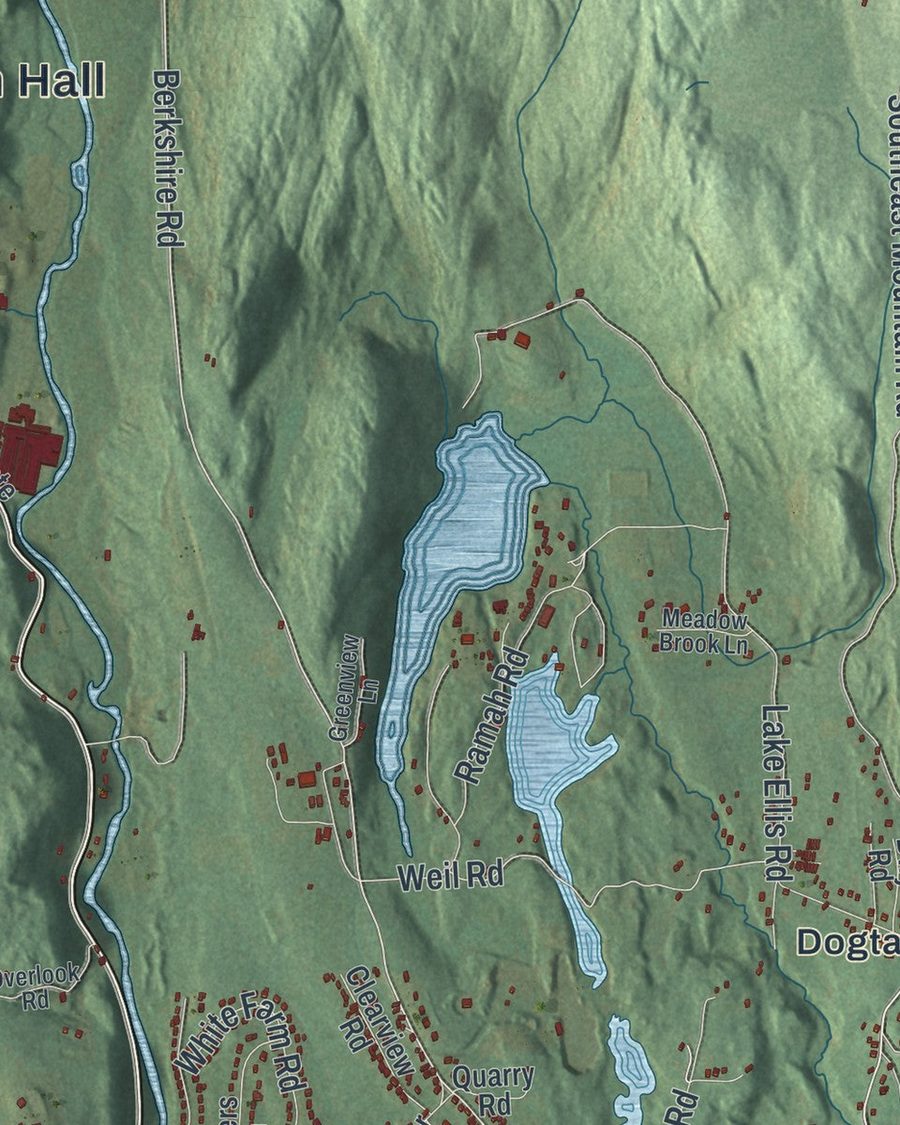 Close-up of Dover streets on the map