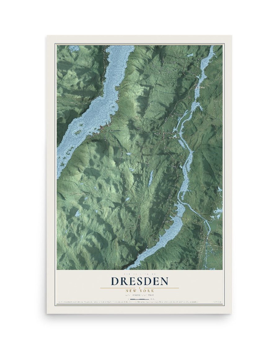 Dresden, New York map print, 12 x 18 in, print only