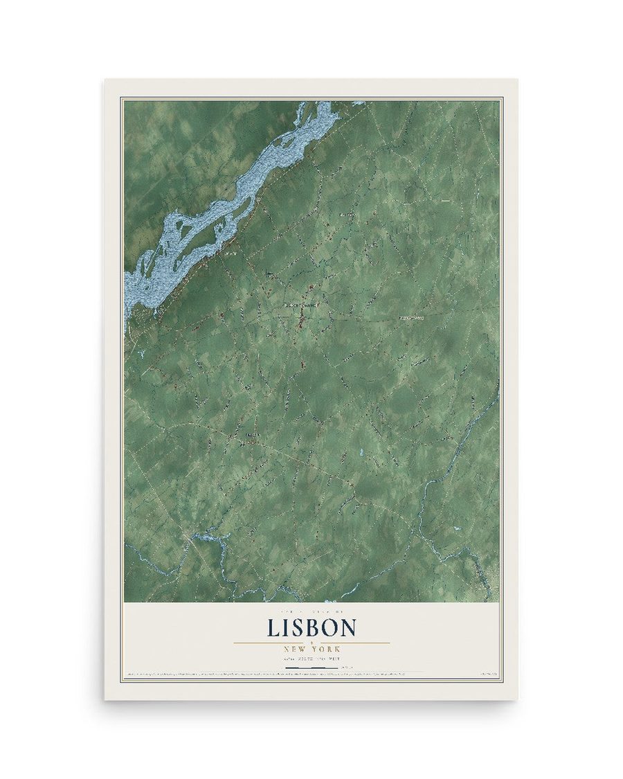 Lisbon, New York map print, 12 x 18 in, print only
