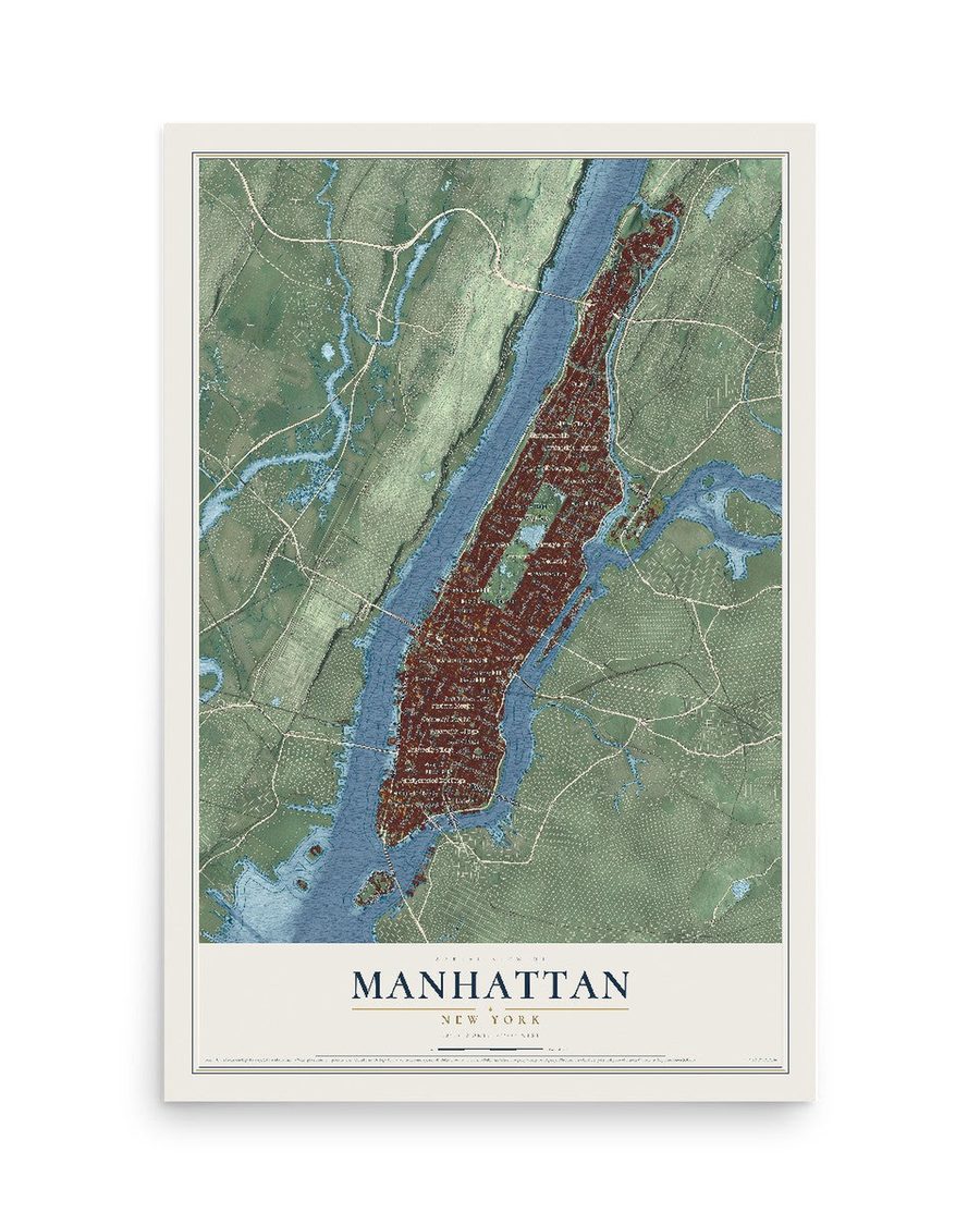 Manhattan, New York map print, 12 x 18 in, print only