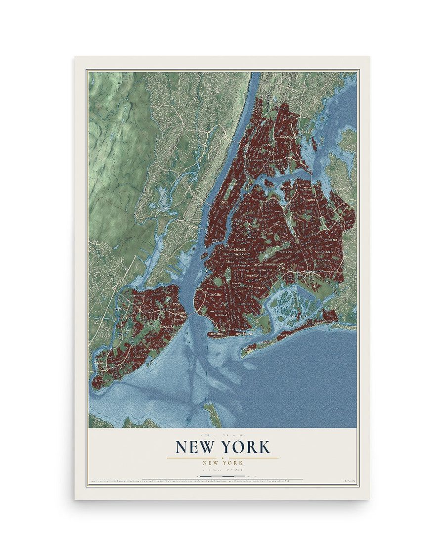 New York, New York map print, 12 x 18 in, print only