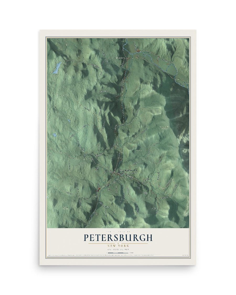 Petersburgh, New York map print, 12 x 18 in, print only