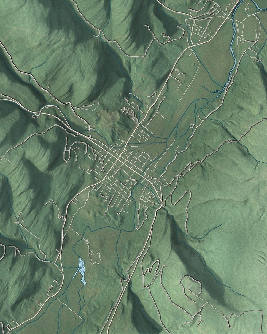 Close-up of Rochester streets on the map
