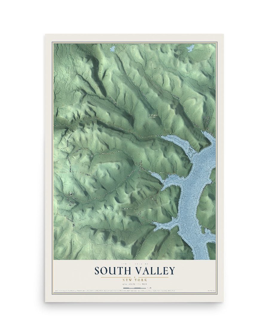 South Valley, New York map print, 12 x 18 in, print only