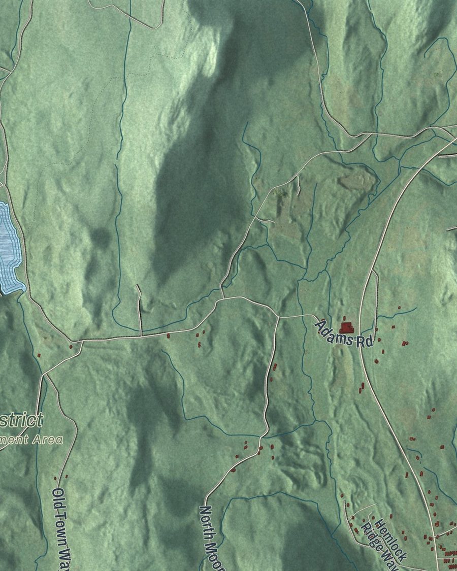 Close-up of Stephentown streets on the map