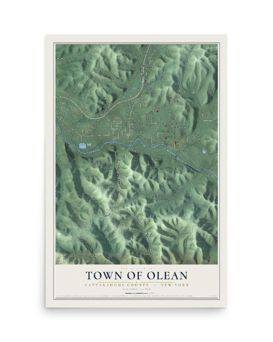 Town of Olean, Cattaraugus County, New York map print, 12 x 18 in, print only