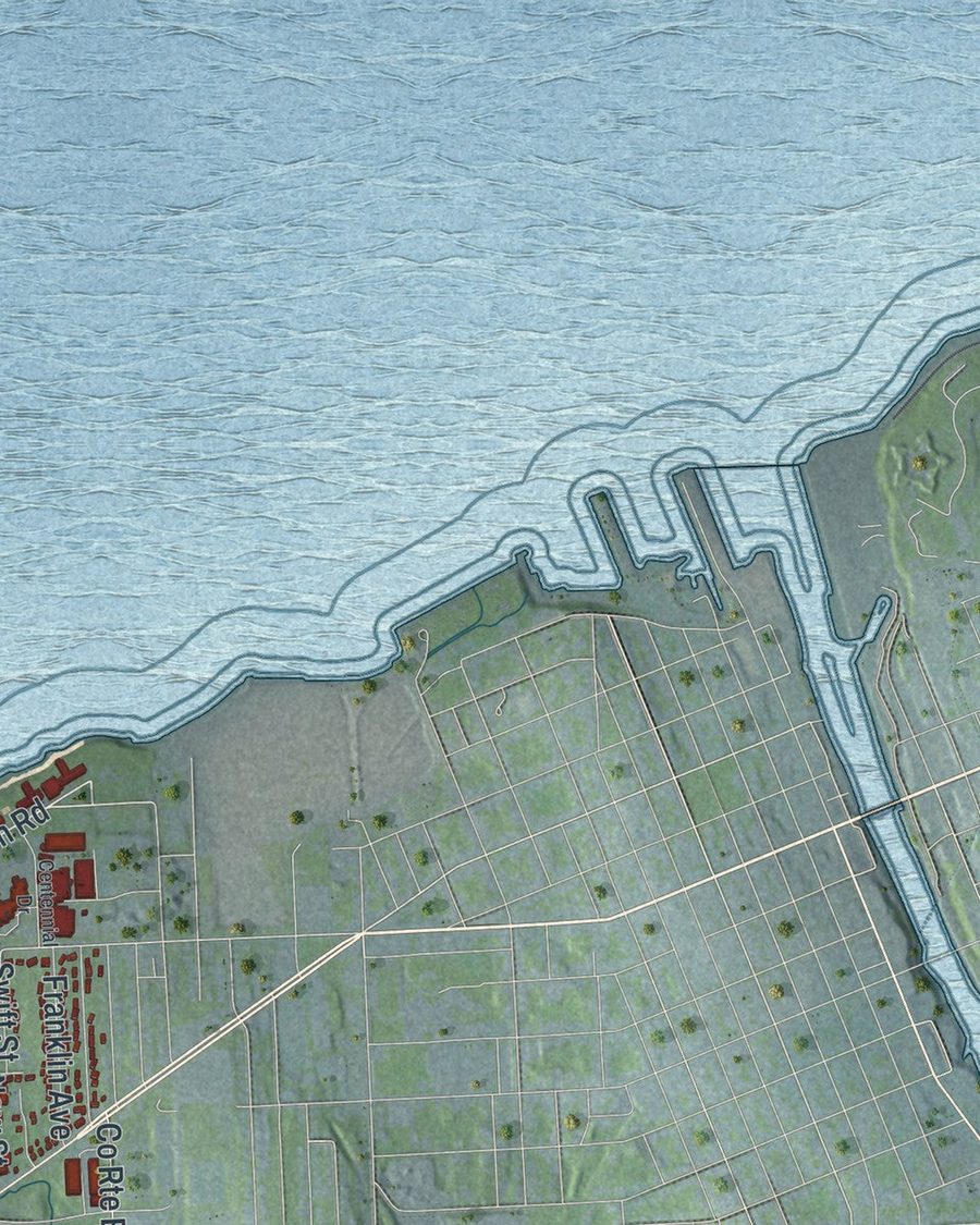 Close-up of Town of Oswego streets on the map