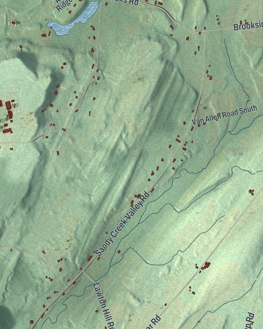 Close-up of Town of Watertown streets on the map