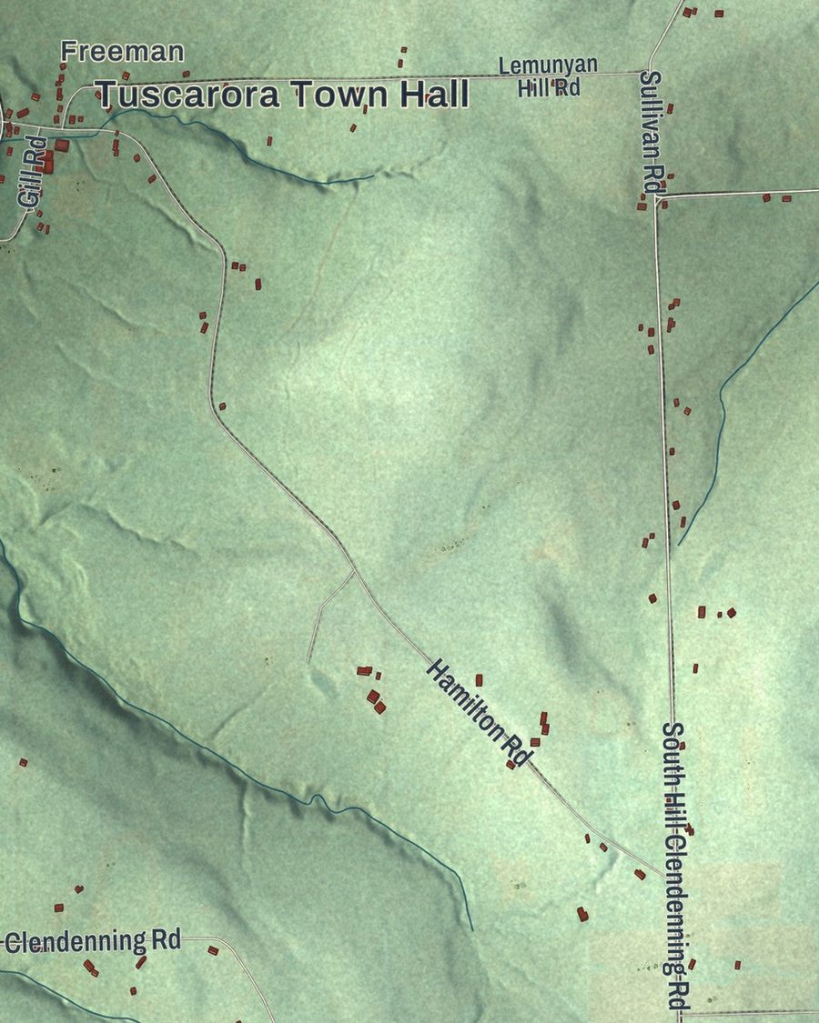 Close-up of Tuscarora streets on the map