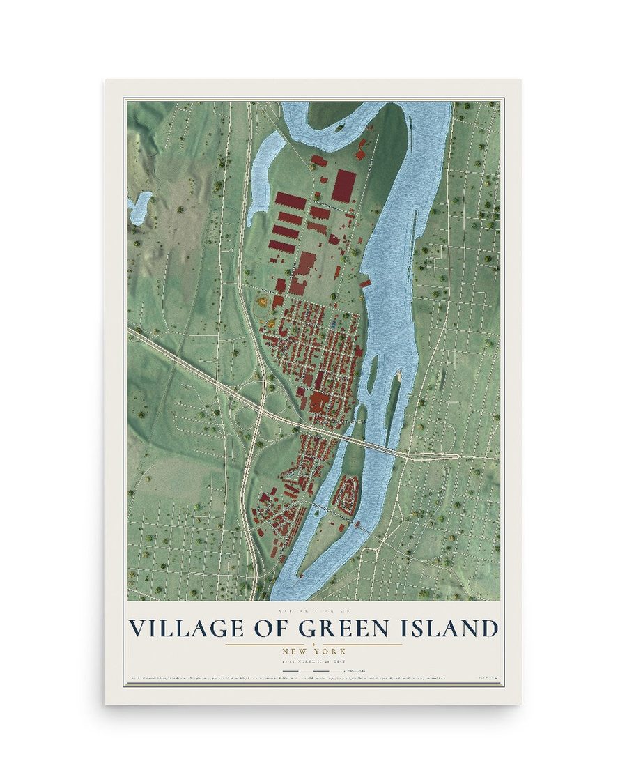 Village of Green Island, New York map print, 12 x 18 in, print only