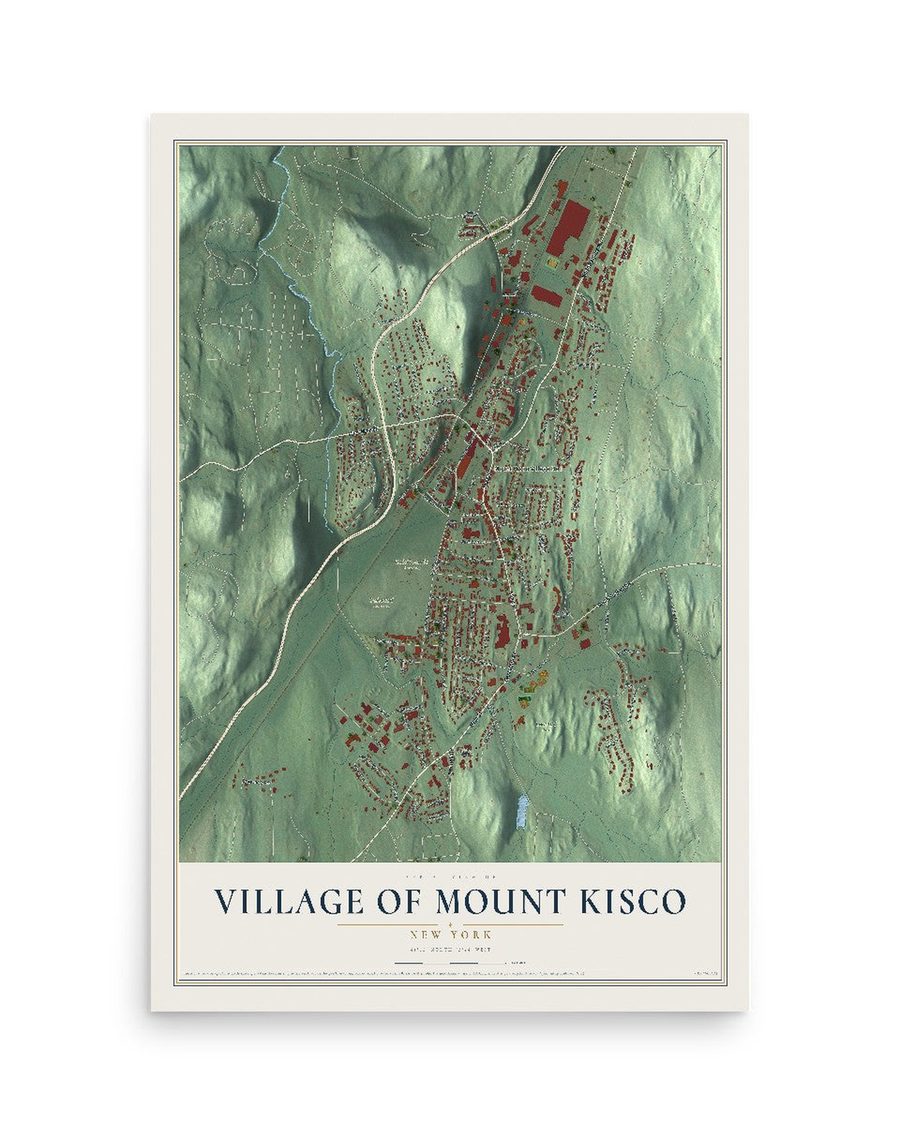 Village of Mount Kisco, New York map print, 12 x 18 in, print only