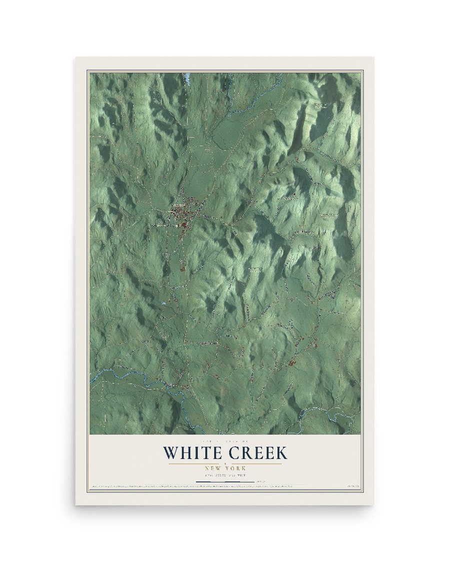White Creek, New York map print, 12 x 18 in, print only