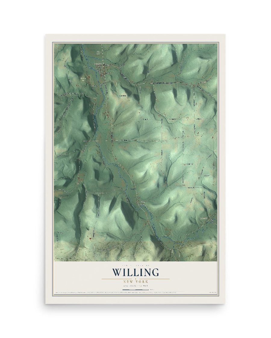 Willing, New York map print, 12 x 18 in, print only